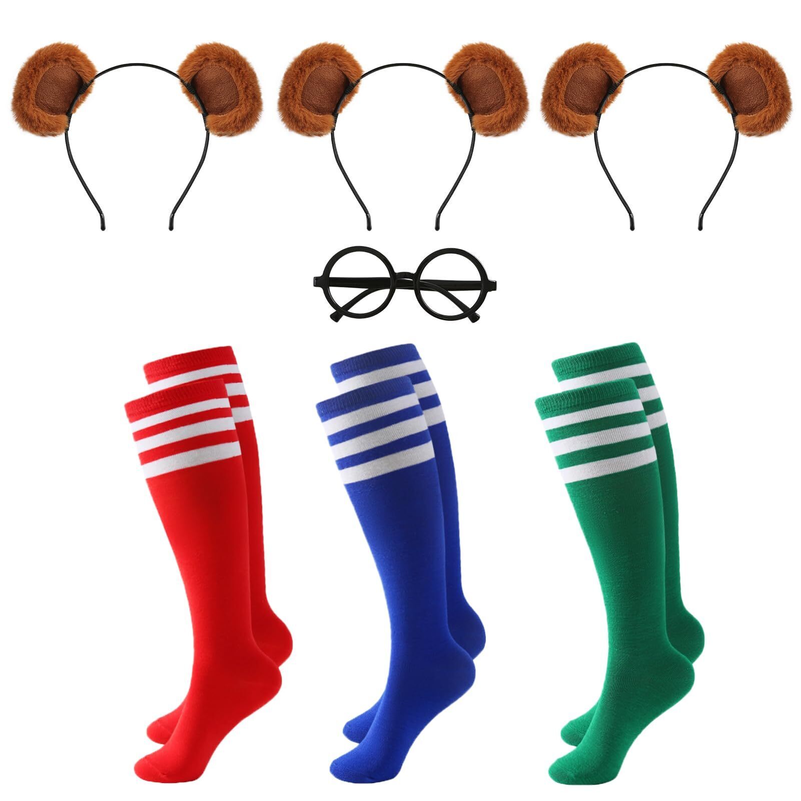 6888 7 Pcs Chipmunks Costume Set Brown Ears Headband Round